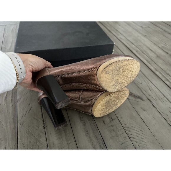 Gianna Melani Italian Designer Brown Lace up Heel Boots Womens 37 7 - Picture 6 of 7